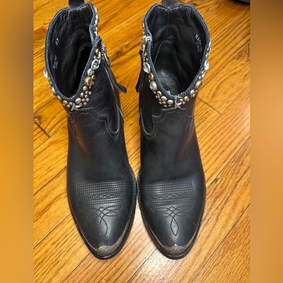 GOLDEN GOOSE YOUNG LEATHER WESTERN ANKLE BOOTS - Picture 7 of 15